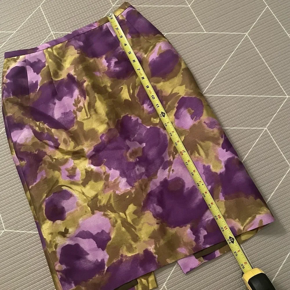 Michael Kors Silk‎ Wool Blend Pencil Skirt Sz 4 Gardenia Floral Print